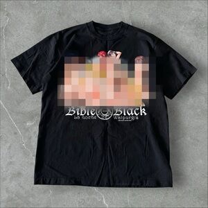 Vintage Bible Black Shirt Mens Medium Black 2001 Y2K Anime Rare Nude Adult 2000s